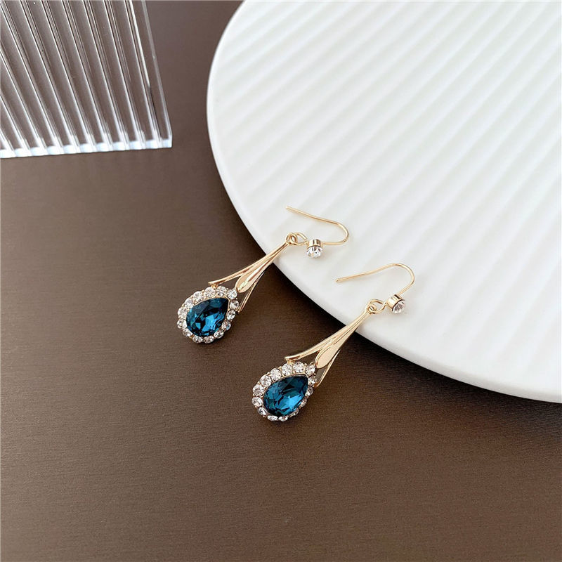 耳环韩国气质网红女防过敏蓝色之恋水晶耳坠奢华百搭2021年新款潮详情图8