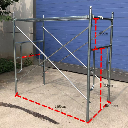 Exit scaffold steel supported trapezoidal door frame mobile scaffold