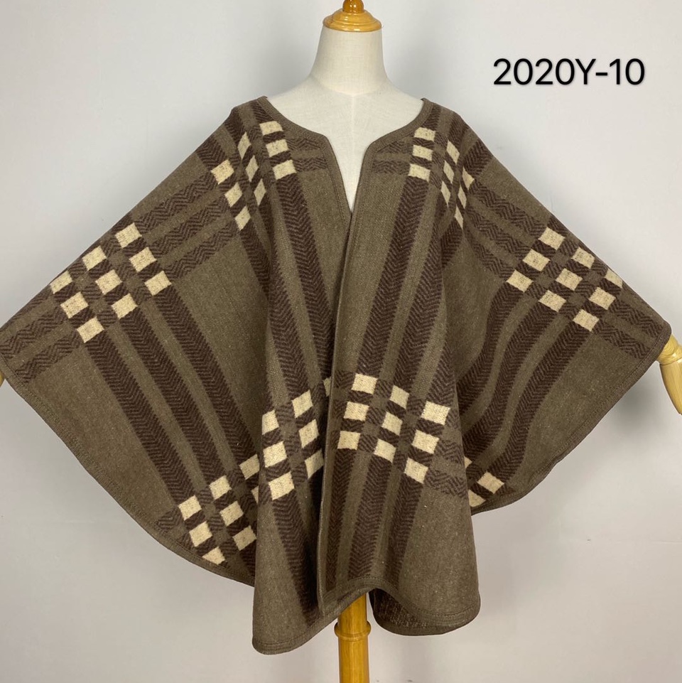 Plaid Half Round Shawl Knitted Jacquard Process Winter Warm 2021 New Style