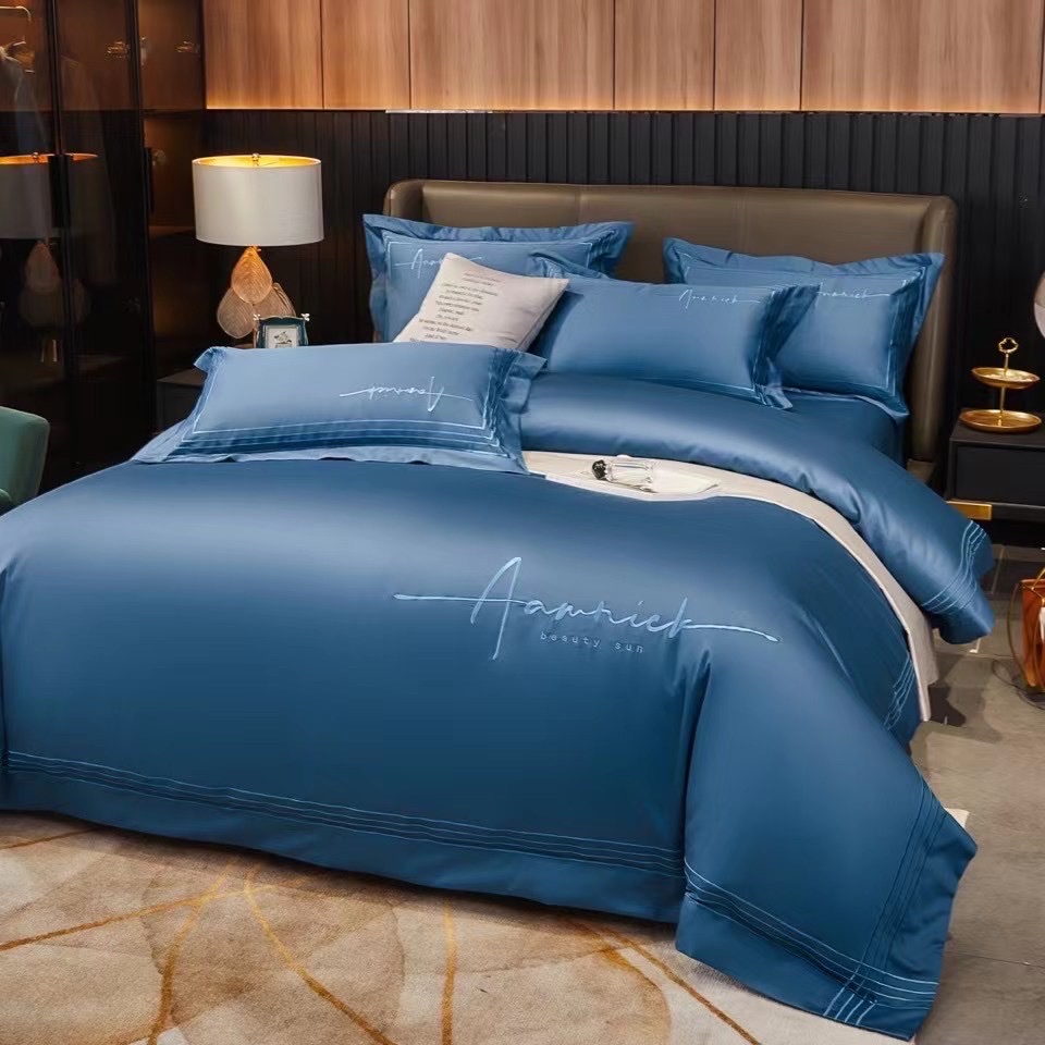 60-count long-staple cotton blue bedding and home textile duvet covers details Picture