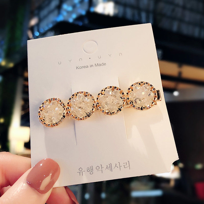 Korean Hyuna style hair clip, Korean version metal diamond-encruted Internet celebrity girl bangs hair accessory, water diamond one-line clip hair clip headwear detail image 1