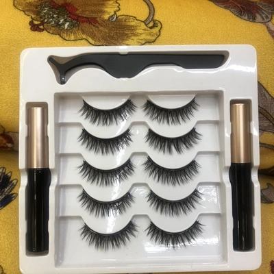 5 Pairs Of Multi-Layer Magnet Eyelashes Set Natural Thick Non-Stick False Eyelashes