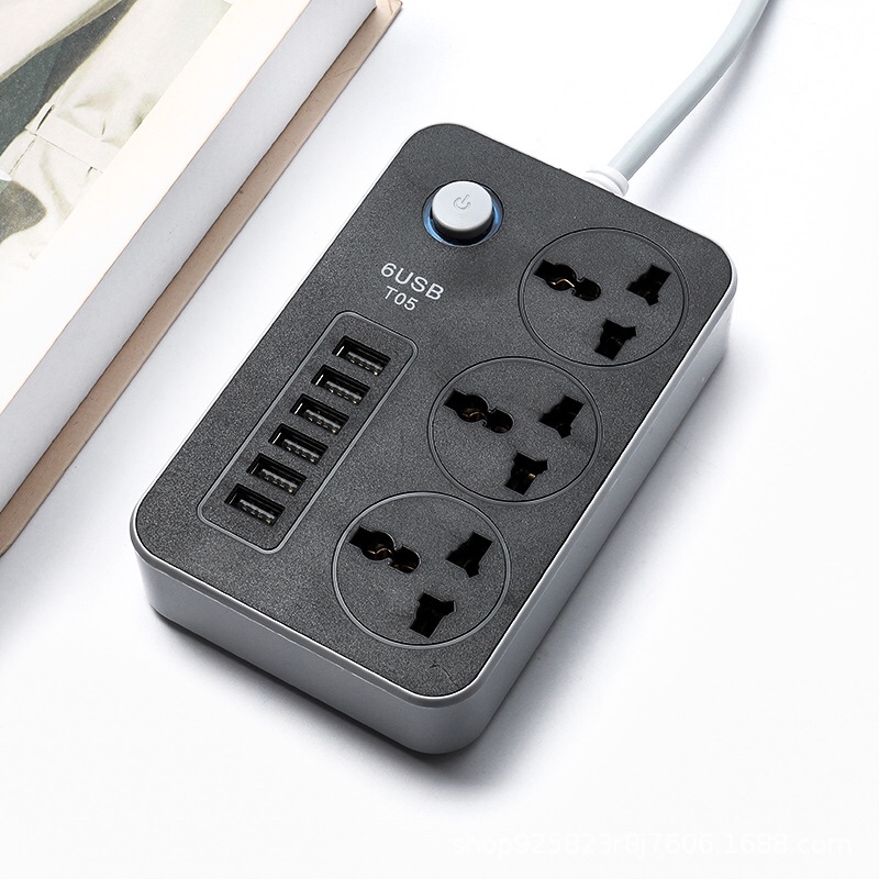 6USB TO5# 3.1A Fast Digital Charging Black Desktop socket White Creative patch panel
