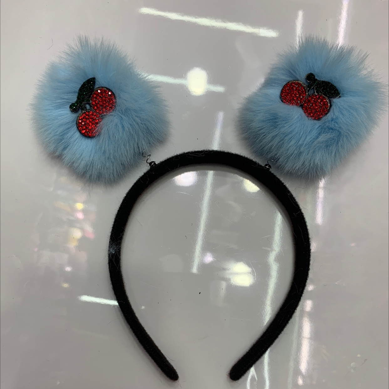Fleece ears with drill buckle spring fleece ear headband