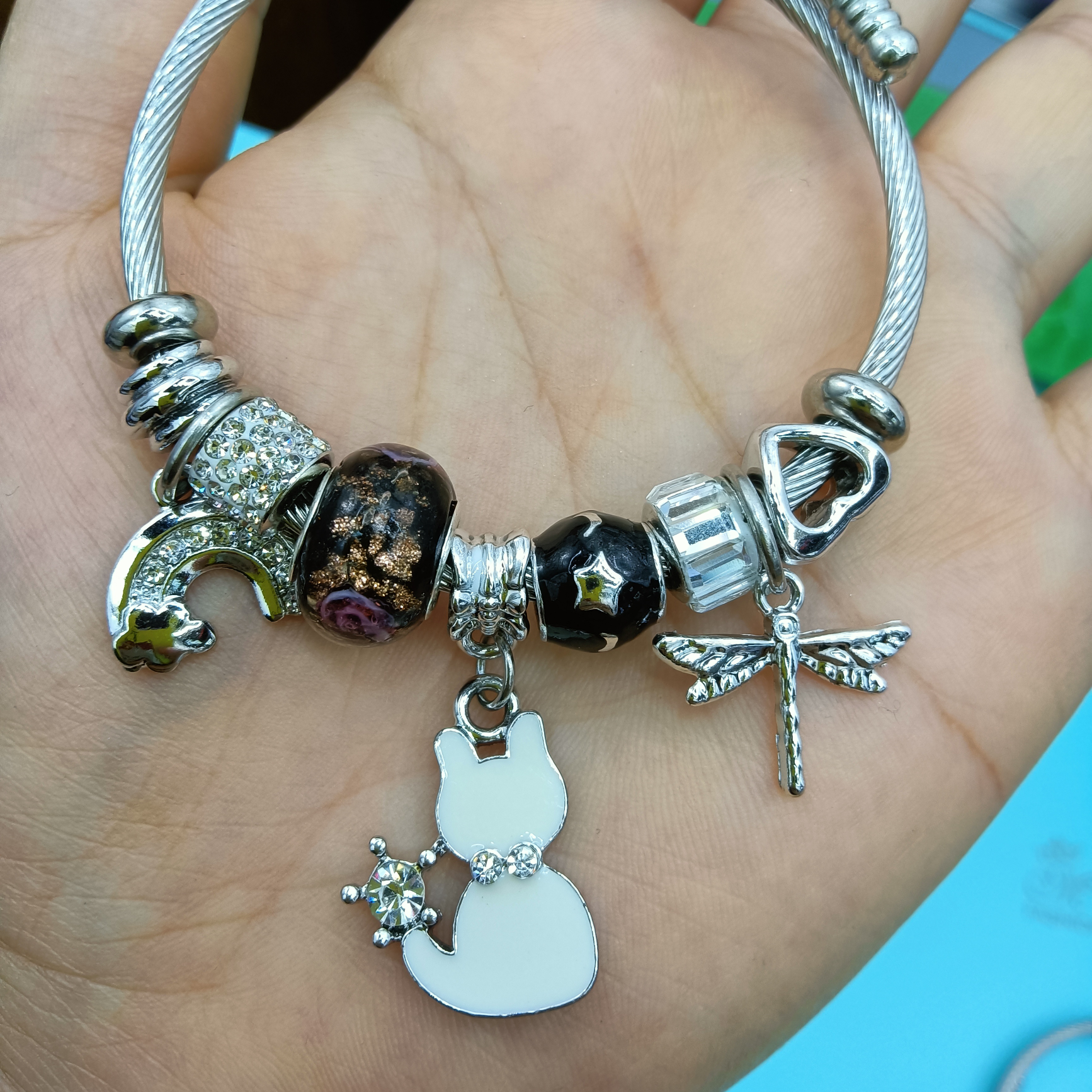 Cat Rainbow Dragonfly bracelet