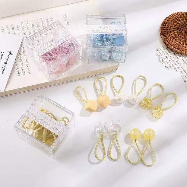 透明果冻儿童发圈淡黄色一盒10件套装网络爆款仙女必备时尚达人超级好看