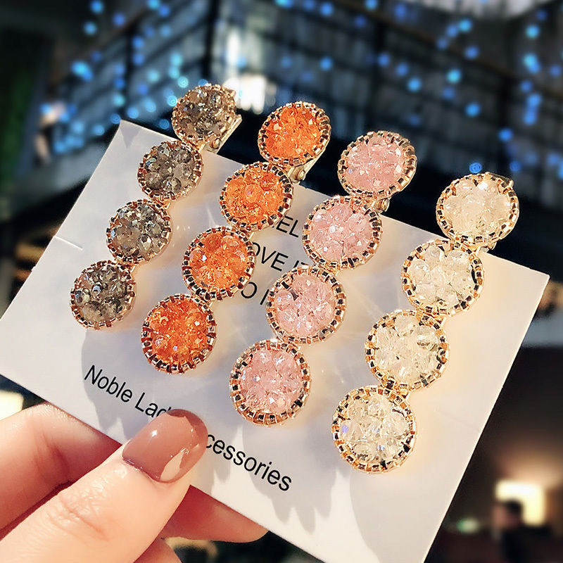 Korean Hyuna style hair clip, Korean version metal diamond-encruted Internet celebrity girl bangs hair accessory, water diamond one-line clip hair clip headwear