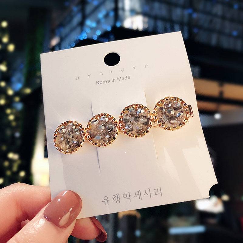 Korean Hyuna style hair clip, Korean version metal diamond-encruted Internet celebrity girl bangs hair accessory, water diamond one-line clip hair clip headwear details Picture