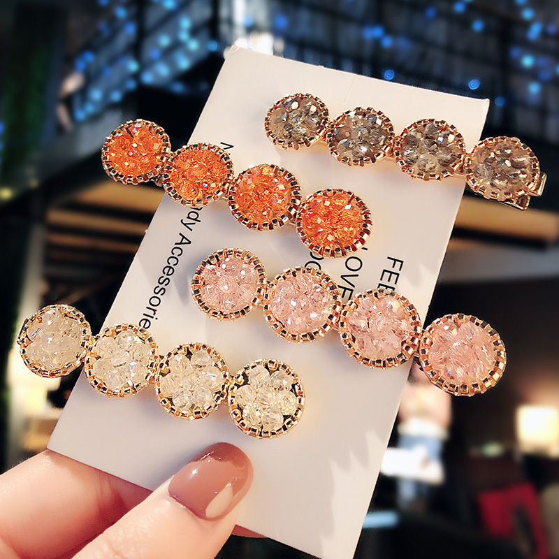 Korean Hyuna style hair clip, Korean version metal diamond-encruted Internet celebrity girl bangs hair accessory, water diamond one-line clip hair clip headwear detail image 2