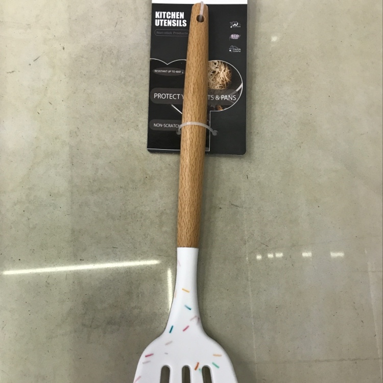 Wooden handle silicone spatula