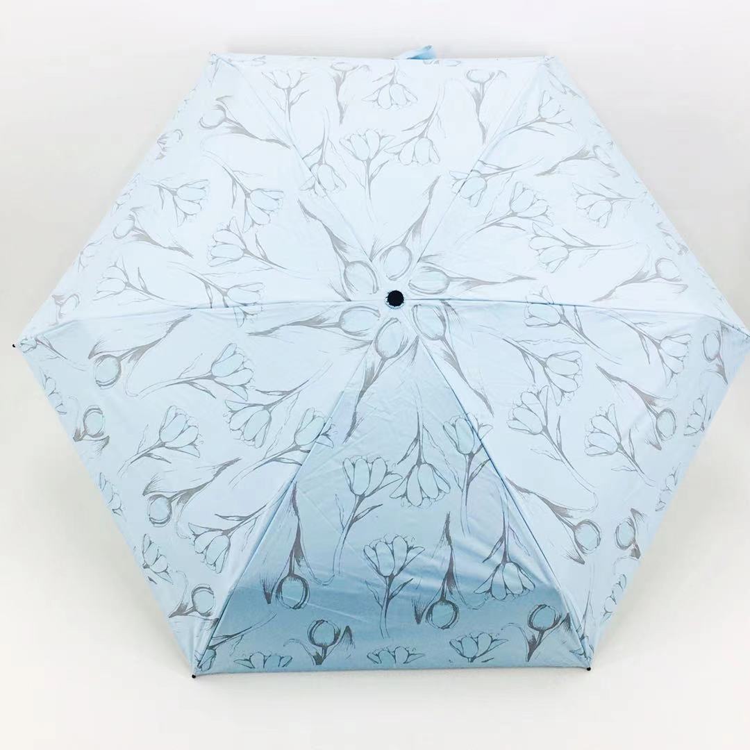 A5026小五折PG闪银印花防晒晴雨伞粉色详情图2