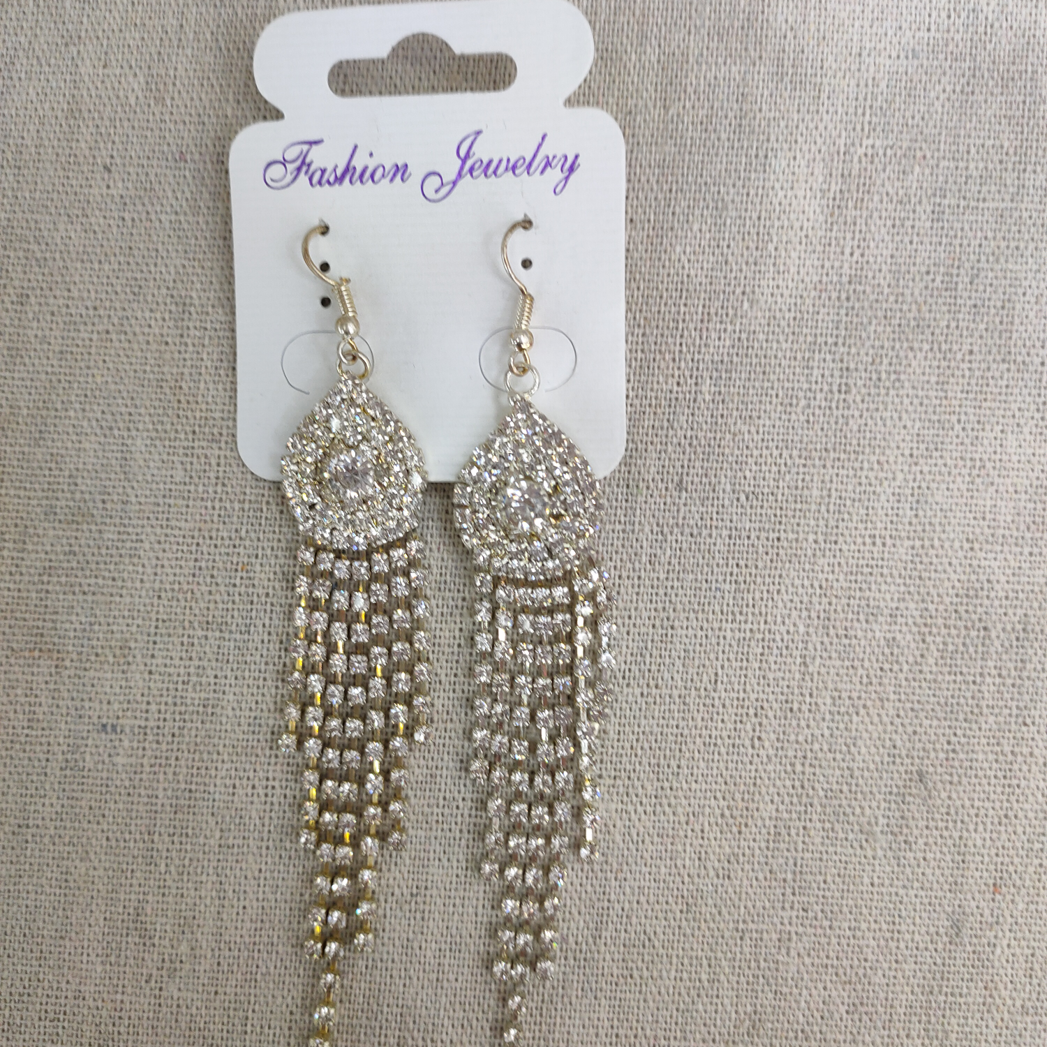 Korean claw-chain rhinestone earrings