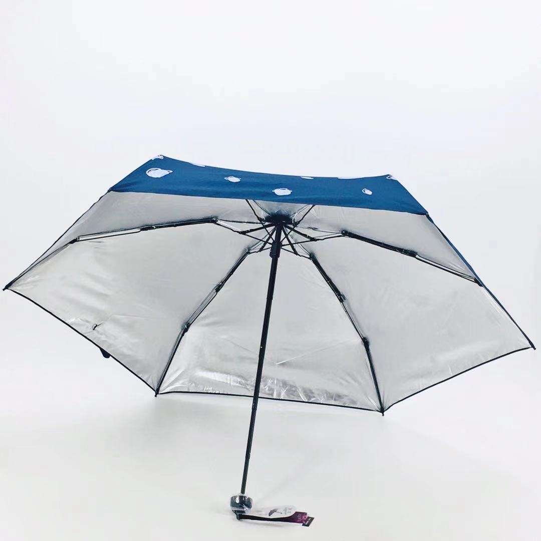 A5027小五折PG闪银印花防晒晴雨伞蓝色细节图