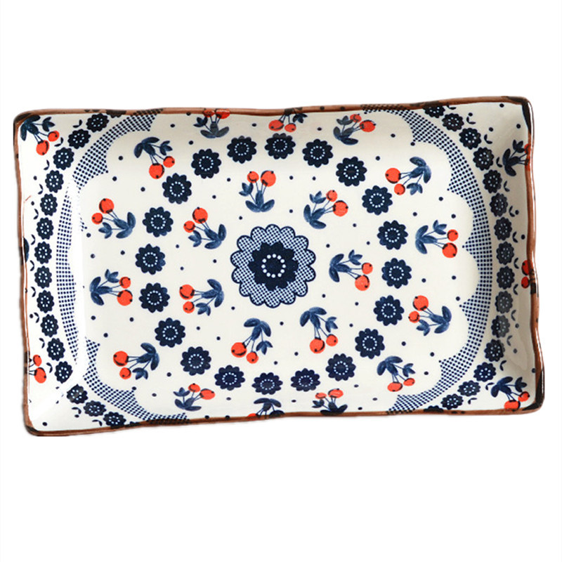Estilo japonés bajo esmalte color 8.5 "plato de cerámica plato de pescado rectangular plato de cuerpo de aguja de sushi plato pequeño plato de plato poco profundo para el hogar Specification image