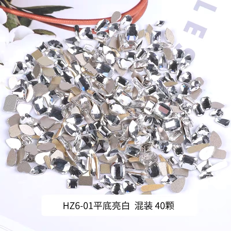 美甲饰品水钻锆石超闪指甲钻石网红爆款平底炫彩钻饰新款混装配饰细节图