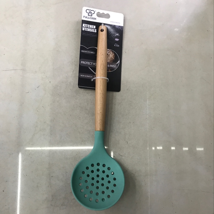 Wooden handle silicone colander