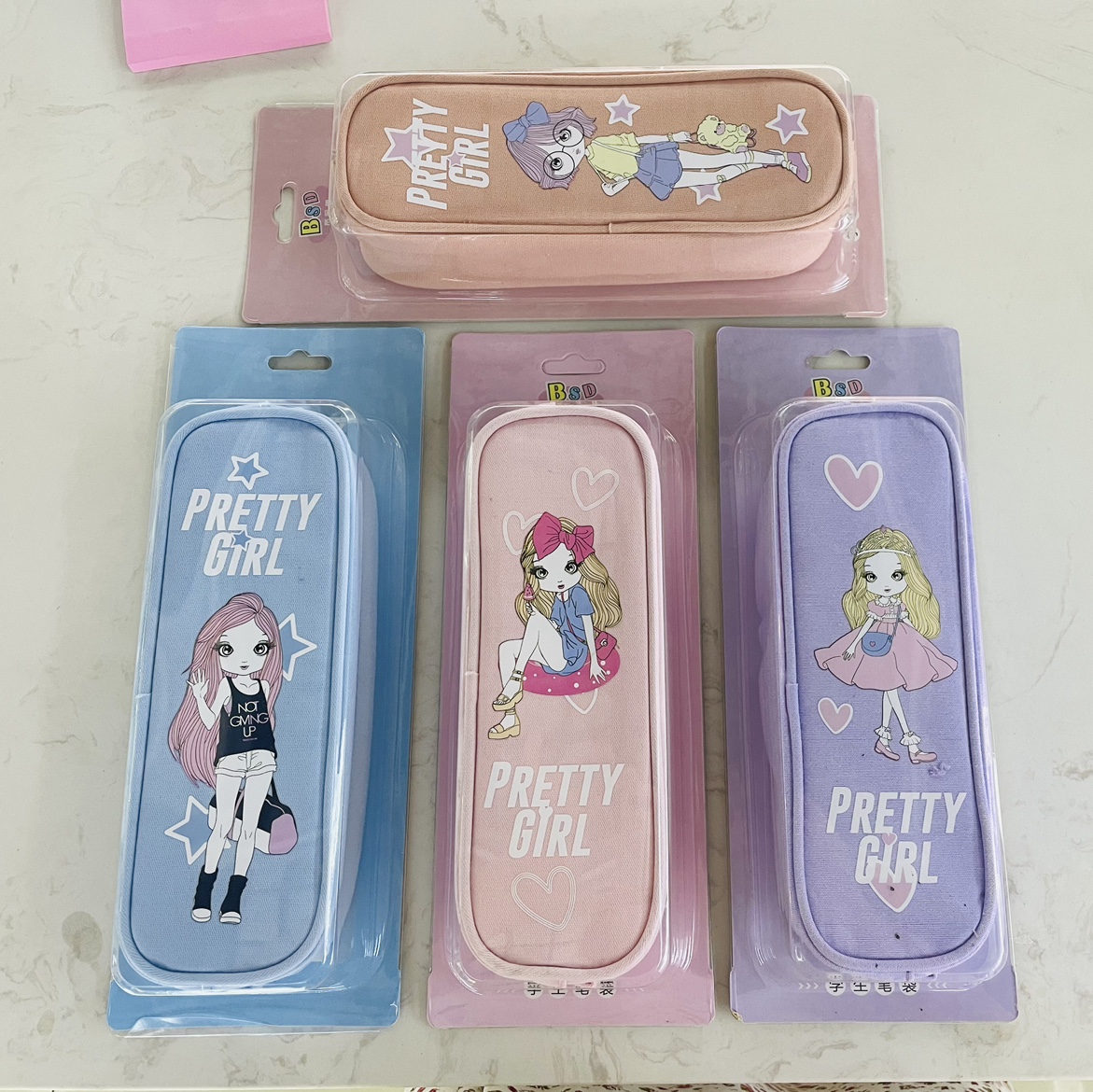 1098# 高端棉布 小女孩系列 单层放置 内有里衬 加长款 可放20cm直尺 