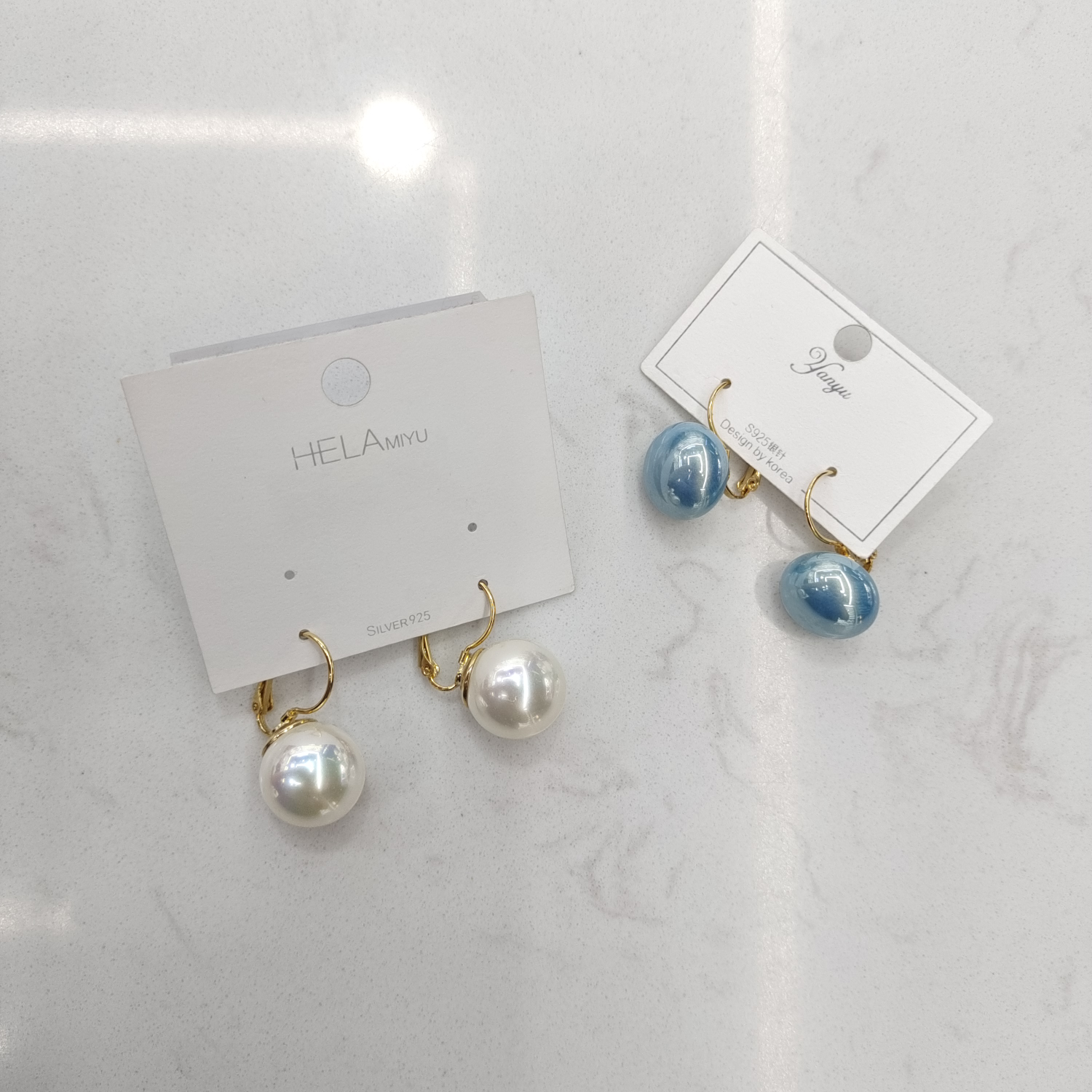 珍珠耳圈款，简单经典系列，真金包铜