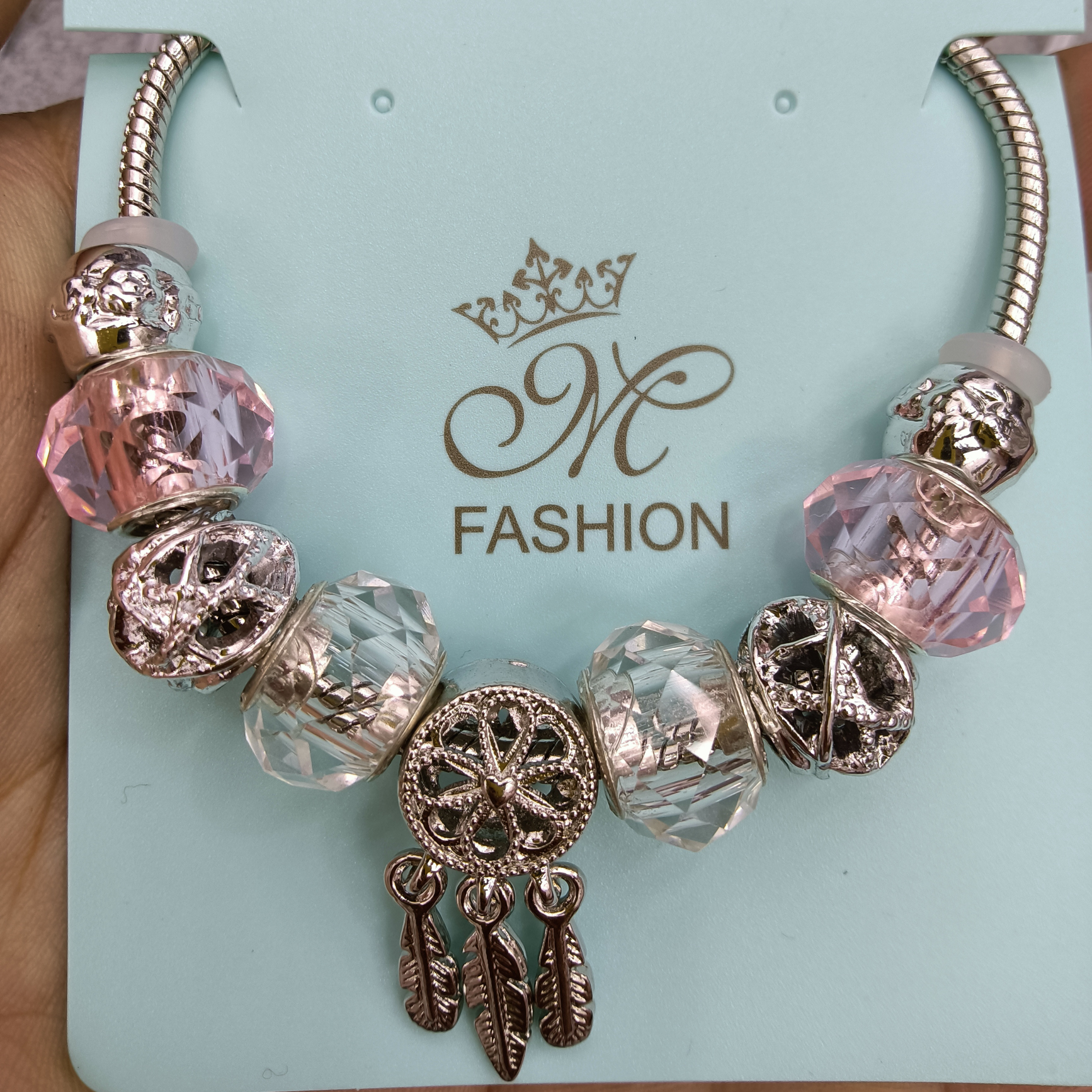 Pink crystal dreamcatcher