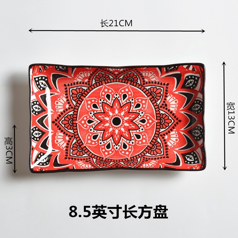 Estilo japonés bajo esmalte color 8.5 "plato de cerámica plato de pescado rectangular plato de cuerpo de aguja de sushi plato pequeño plato de plato poco profundo para el hogar Application Scenario
