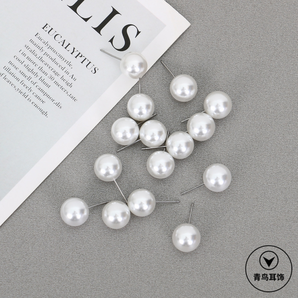 Factory direct sales of high-quality high-gloss pearl earrings and stud earrings, pearl high-gloss imitation pearl stud accessories Item Picture