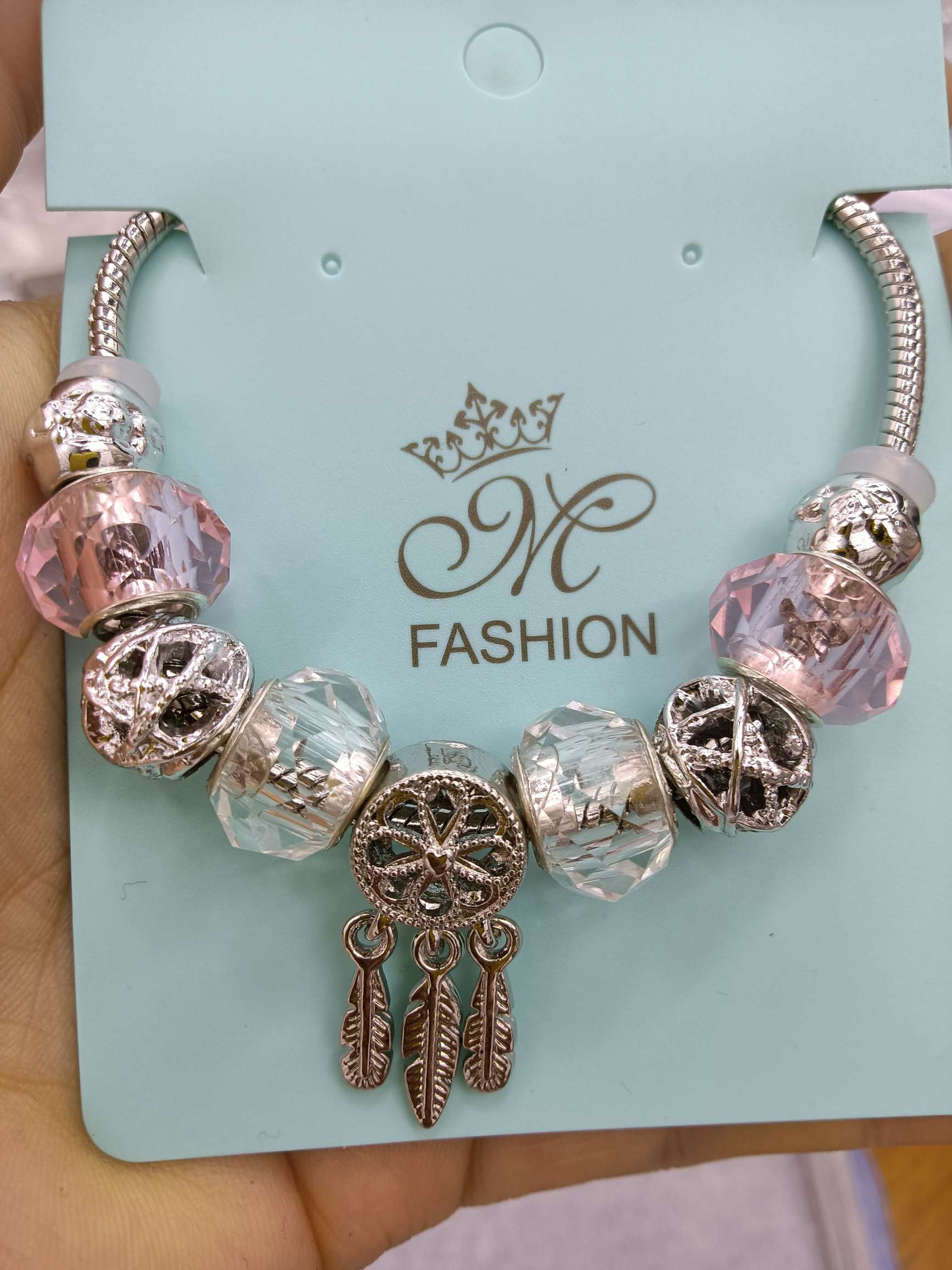 Pink crystal dreamcatcher details Picture