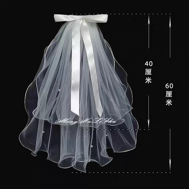 网红拍照道具LED发光头纱超仙丝带蝴蝶结头纱带灯夜市摆摊批发80cm彩色细节图