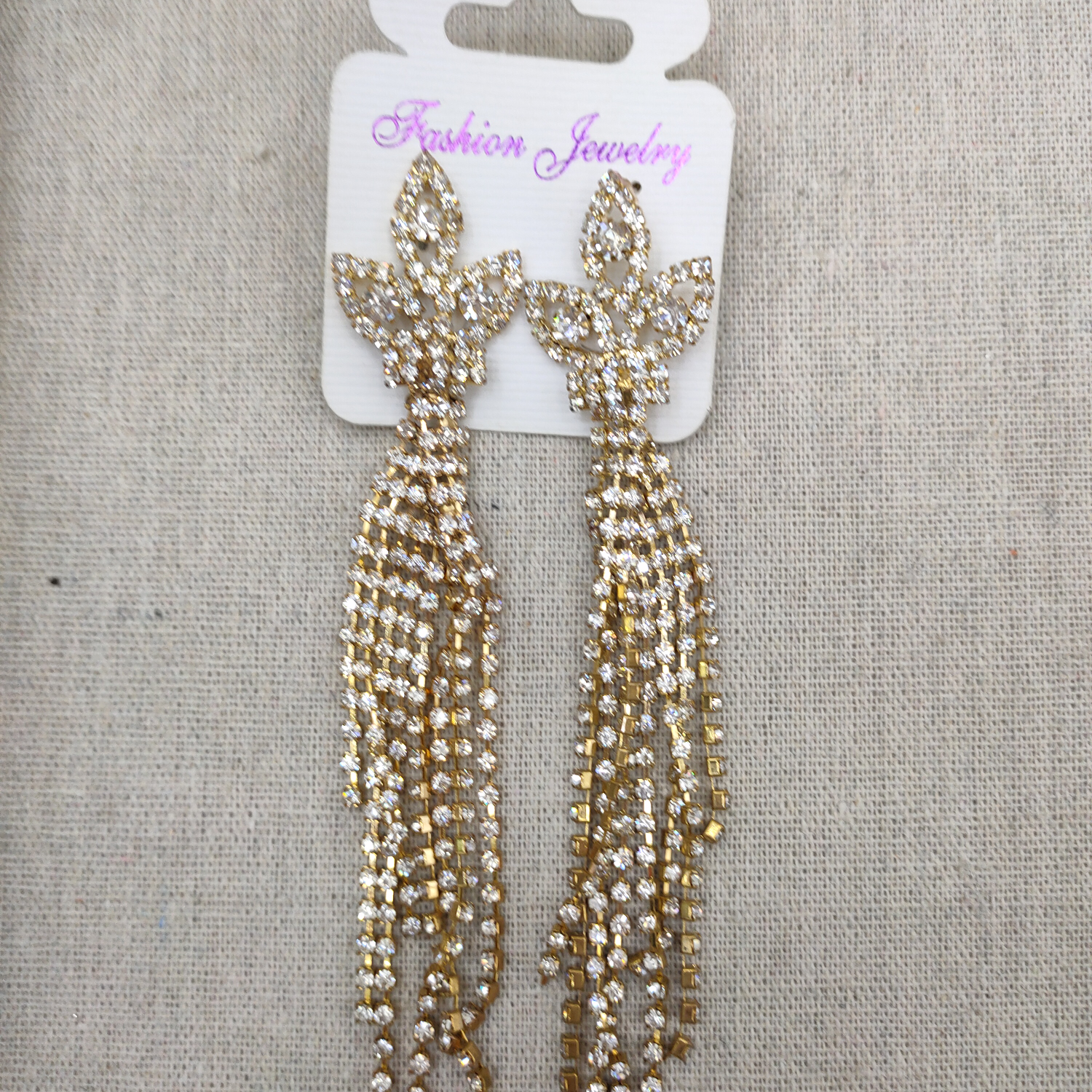 European and American style exaggerated tassel rhinestones claw chain personality fashion temperament earrings accessories