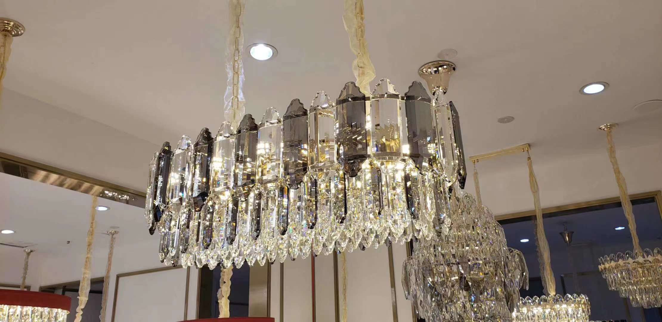 Light luxury ashen crystal chandelier for home living room and bedroom details Picture