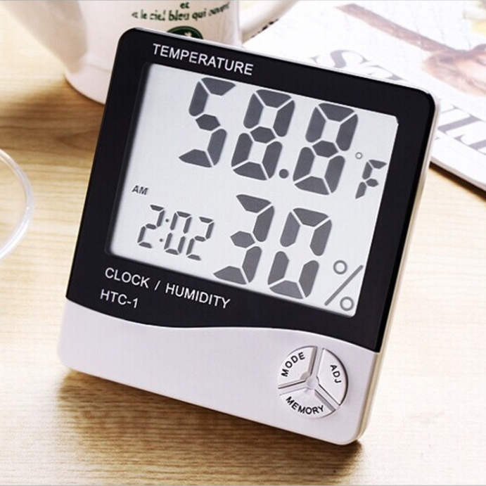 HTC-1温湿度计 创意大屏数显室内家用电子闹钟温度计跨境亚马逊细节图