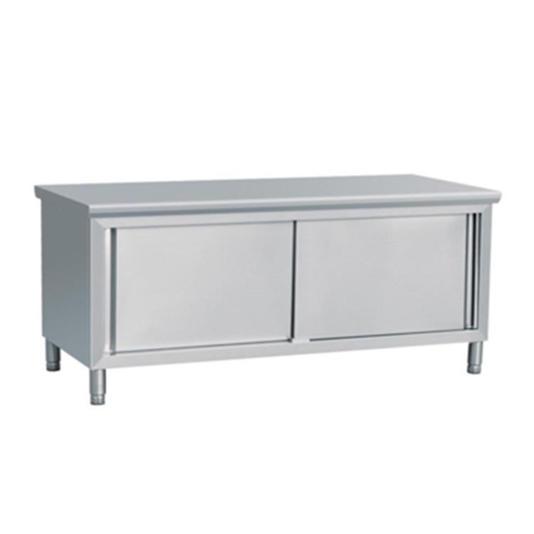 不锈钢移门调理台 单通工作台 商用配菜台.