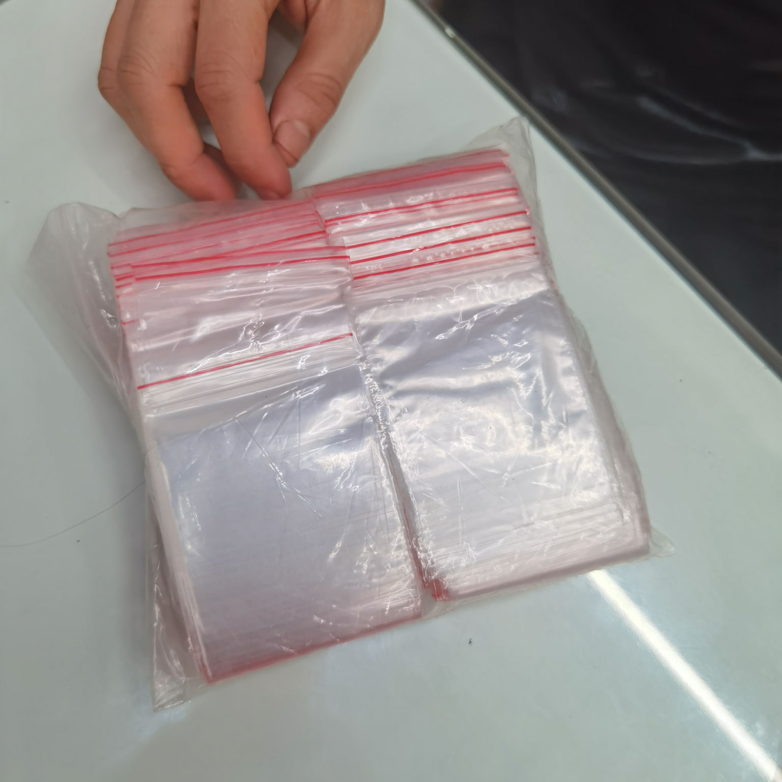 Self-sealing 7 bags of 95 transparent sealed food preservation PE self-sealing bags, large size storage, small size sample portioning, plastic packaging bags, sealing 2