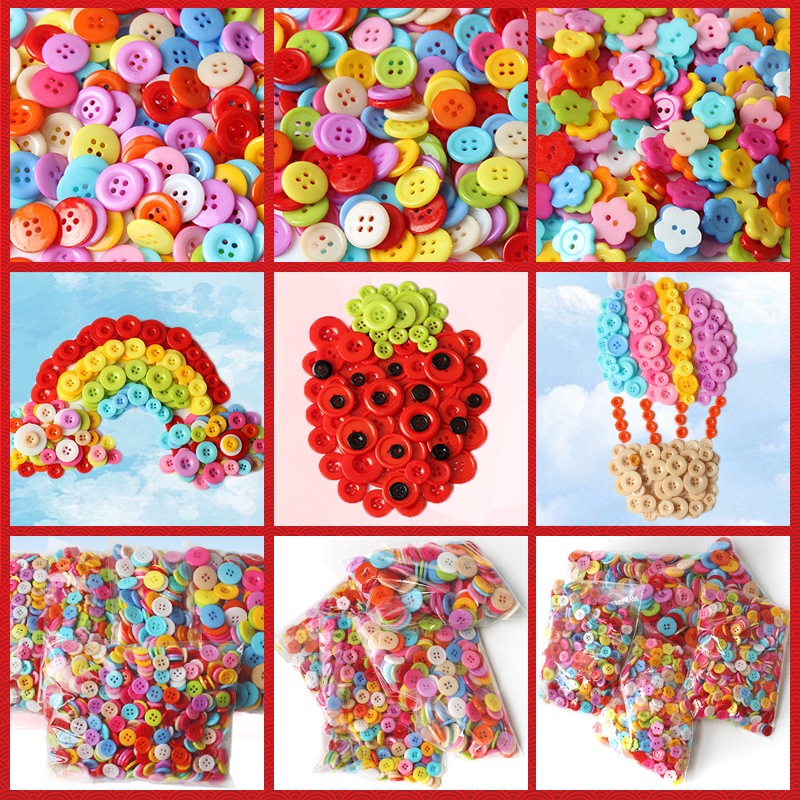 Children's Creative Plastic Diy Button Color Coat Button Hand Sewn Four Eyes Pajamas Coat Clothing Button