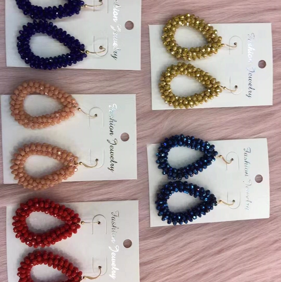Internet smash hand-woven crystal drop earrings