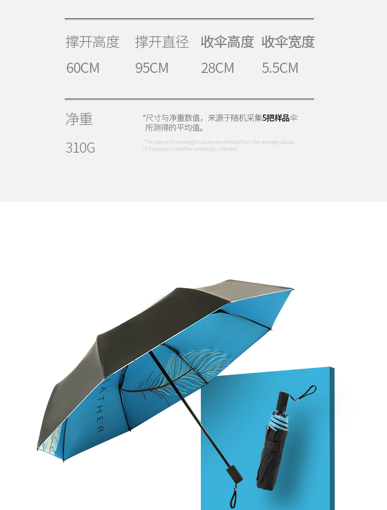 901九合版双玻纤防晒伞晴雨伞产品图