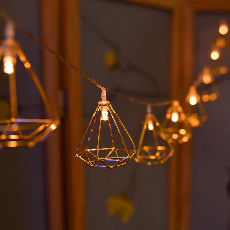 Gold diamond warm light LED light Wedding house birthday Full moon party decoration decoration background wall led string light 3m 20 light battery box