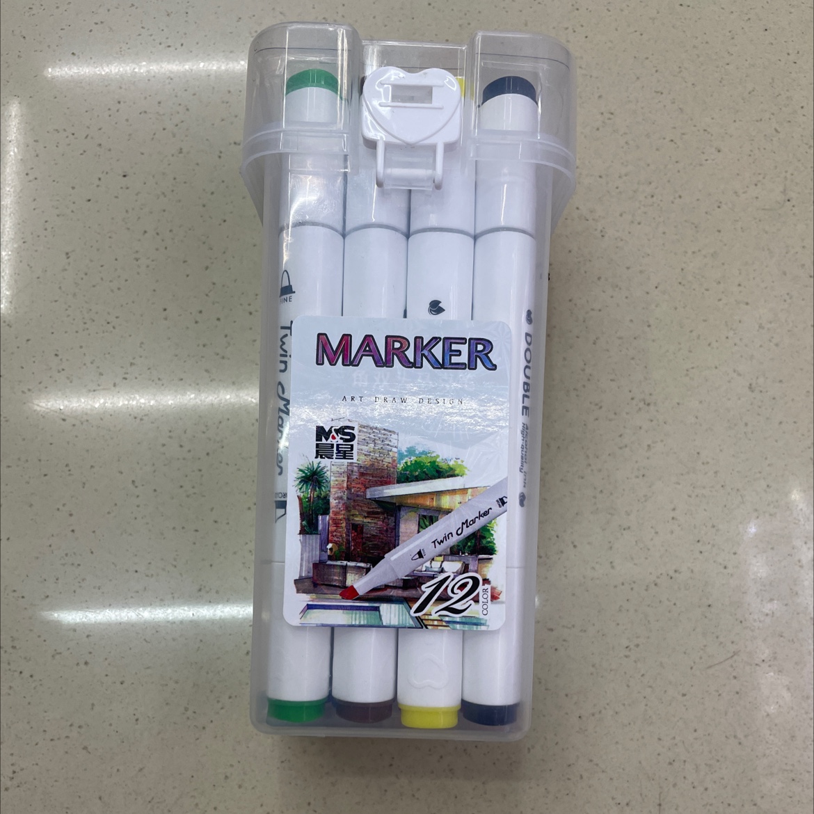 三角双头马克笔12色产品图