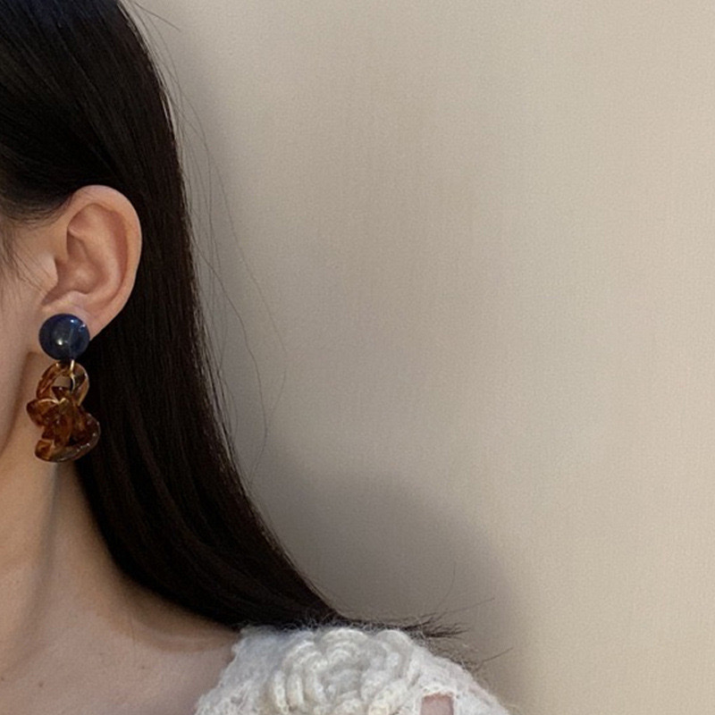 925银针韩国东大门时尚新款个性链条耳环耳坠网红气质设计耳饰细节图