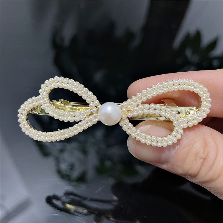 淡水珍珠发卡头饰发夹蝴蝶结顶夹网红刘海夹3620