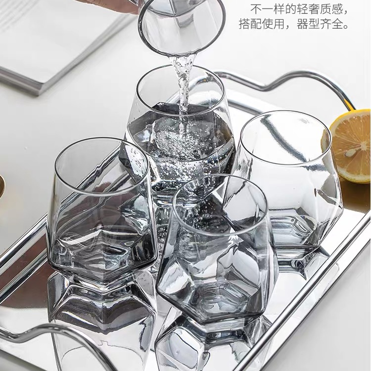 Modern housewife Nordic cold water bottle, home Ins-style internet-famous cold water and cup set, juice pot, glass water bottle, smoke gray