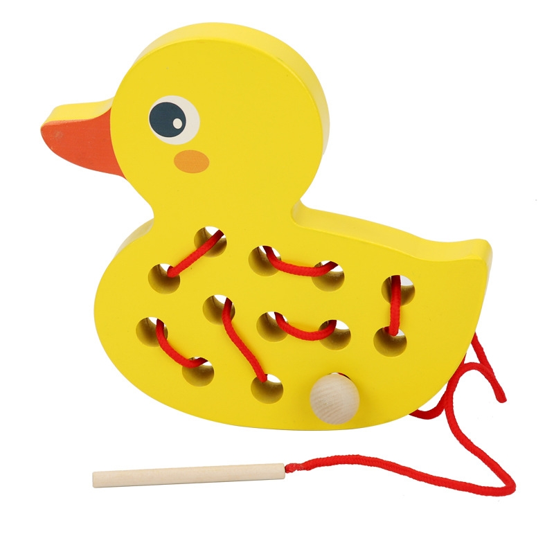 The duckling and whale threading game is an early education toy that helps children develop their hands-on skills and coordinate their hands and eyes detail image 3