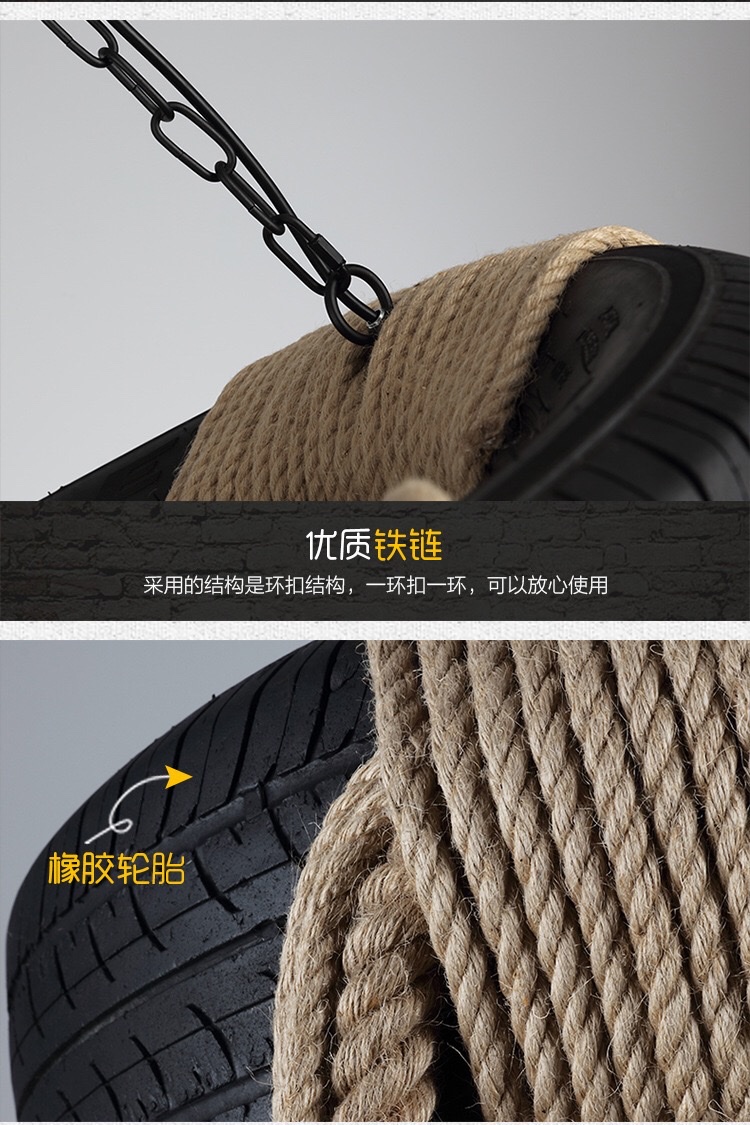 Industrial-style tire, hemp rope ceiling-mounted, coffee shop, restaurant, barbecue restaurant, hot pot restaurant, barber shop lighting fixtures detail image 8