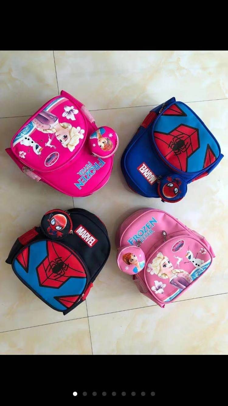 Customized and wholesale kindergarten schoolbags with printed characters for children aged 3-5-7, large, medium and small classes, training classes, L0G0 detail image 1