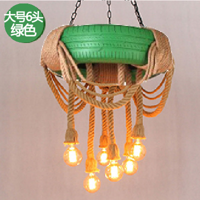 Industrial-style tire, hemp rope ceiling-mounted, coffee shop, restaurant, barbecue restaurant, hot pot restaurant, barber shop lighting fixtures Item Picture