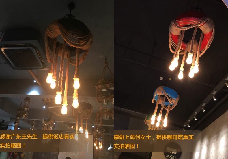 Industrial-style tire, hemp rope ceiling-mounted, coffee shop, restaurant, barbecue restaurant, hot pot restaurant, barber shop lighting fixtures detail image 19