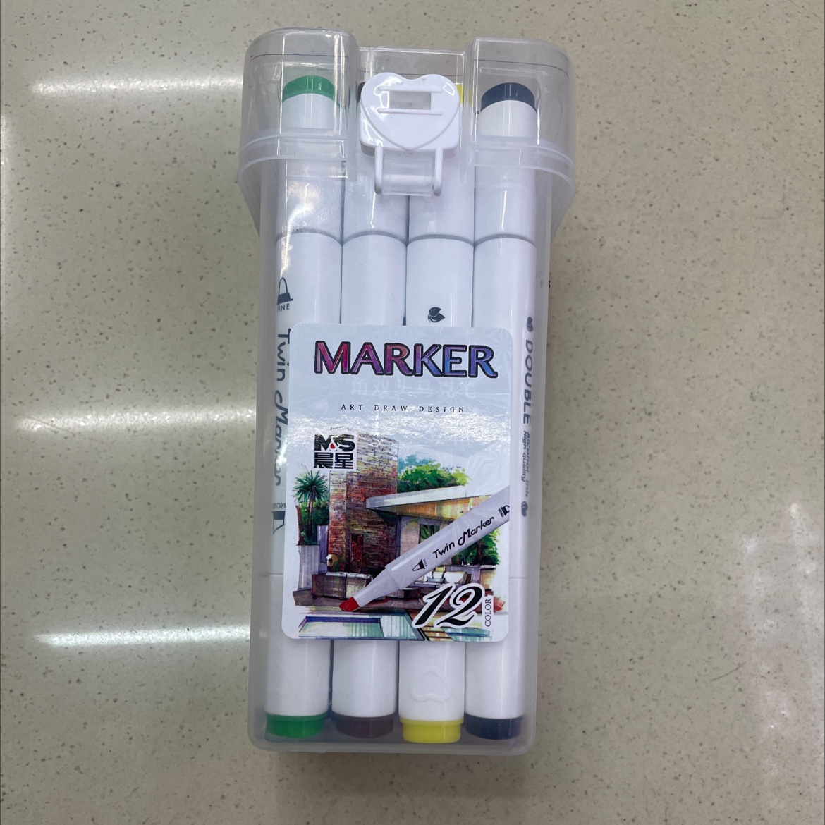 三角双头马克笔12色图