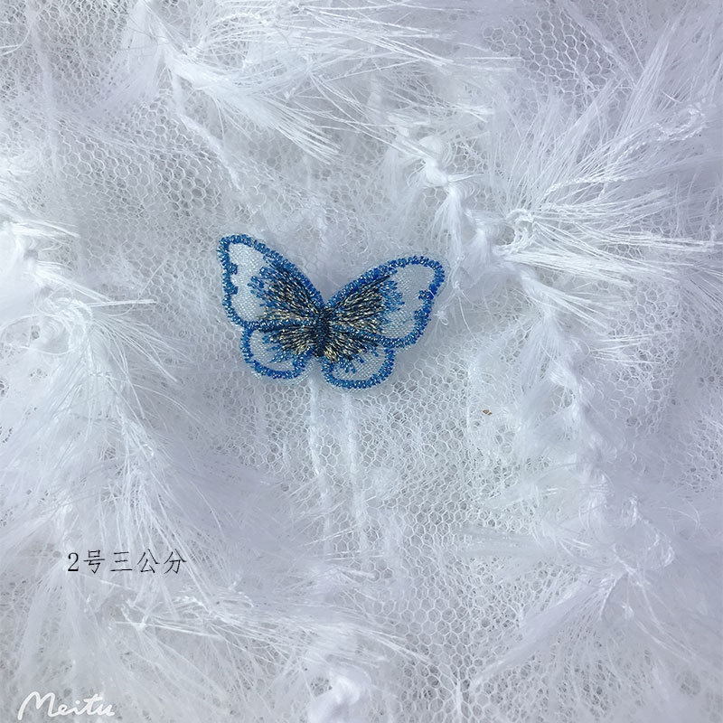 Single-layer 3-centimeter embroidered butterfly jewelry accessories, shoe materials, clothing, mobile phone case accessories, diy materials