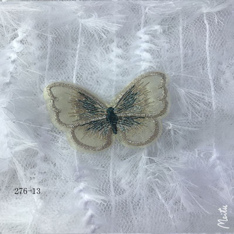 Single-layer 6-centimeter embroidered butterfly jewelry accessories, shoe materials, clothing, mobile phone case accessories, diy materials Specification image