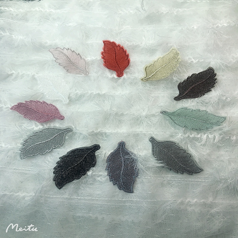 Embroidered leaves, colorful mesh, gradient large leaves, 7 cm hair band, headwear, diy material, hair accessory