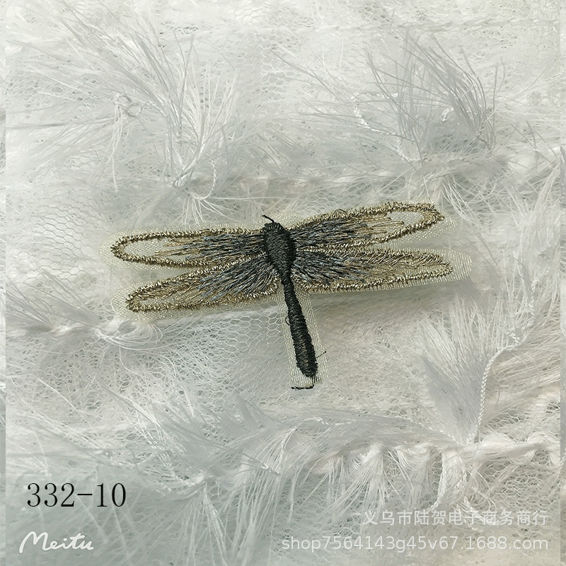 Forest-themed, ethereal and elegant embroidered dragonfly 5m2 three-dimensional butterfly hair accessory DIY Specification image